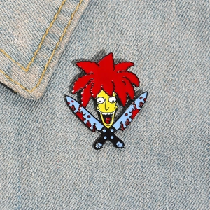 Pin's émaillé Sideshow Bob personnage de dessin animé sur tissu en jean