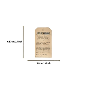 50 pieces vintage kraft paper labels for scrapbooking with detailed size measurements