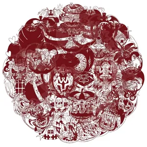 50 pieces of Gothic red apple PET stickers with waterproof paper-cut style for decor