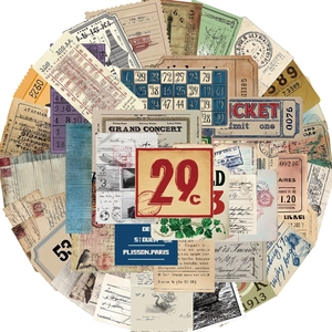50pcs vintage scrapbooking stickers with retro labels and tickets for DIY crafts