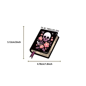 Thriller book sticker with skull and floral detail for DIY luggage and party decor