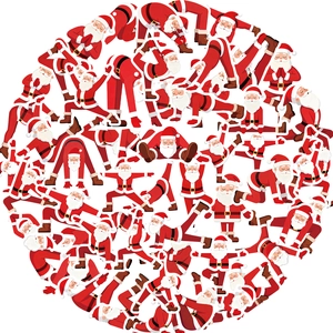 50er Pack kreative Yoga Weihnachtsmann Aufkleber in festlichem Rundmuster angeordnet