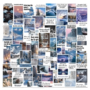 50Pcs Winter Snow Scene Stickers Artistic Scrapbook Deco Stickers PVC Waterproof Seal Label For DIY Journal Gift