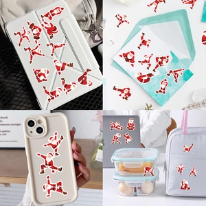 Kreative Yoga-Weihnachtsmann-Aufkleber auf Tablet, Handyhülle und Trinkflasche