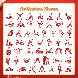 Set mit 48 kreativen Yoga-Weihnachtsmann-Stickern für weihnachtliche Dekorationen und Basteln