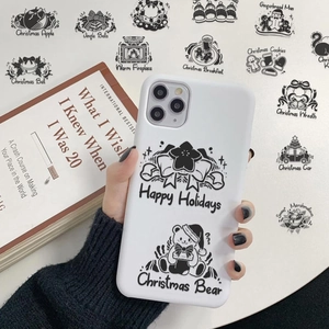 Détail d'autocollant de Noël en PET imperméable avec motif d'ours sur coque de téléphone