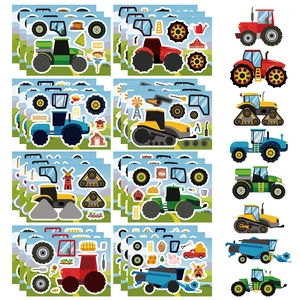 DIY cartoon tractor stickers set for kids craft and creative suitcase decoration stickers