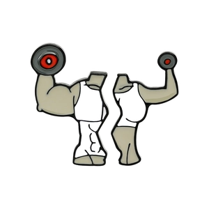 Creative fitness couple enamel pins featuring weightlifting barbell chest badges for gym lovers