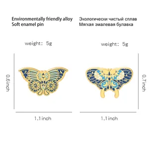 Vintage colorful butterfly enamel pins set in eco-friendly alloy and gold-plated finish