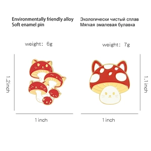 Cute mushroom cat enamel pins set made of eco-friendly alloy for shirts and bags