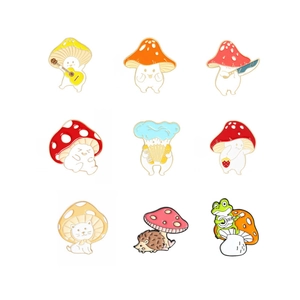 Cute Cartoon Mushroom Enamel Pins Collection Alloy Drip Oil Brooches For Clothing Backpack Decor Creative Nature Jewelry Gift