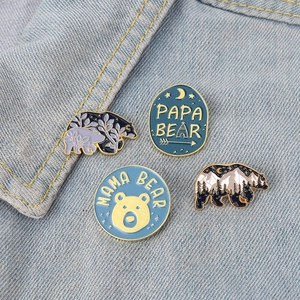 Creative Cartoon Snow Mountain Bear Enamel Pin Personalized Nature Night Scene Alloy Brooch Lapel Badge For Clothes Jewelry