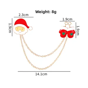 Schema dettagliato delle dimensioni per spilla di Natale con Babbo Natale e guanti