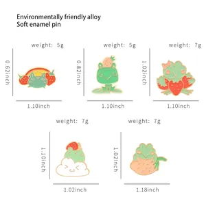 Cute strawberry frog enamel pin set made of eco-friendly alloy with size specifications