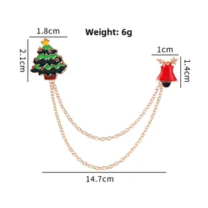 Specifiche delle dimensioni per la spilla albero di Natale e campanello con catene