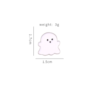 Creative cartoon ghost enamel pin badge with dimensions 1.7cm height and 1.5cm width