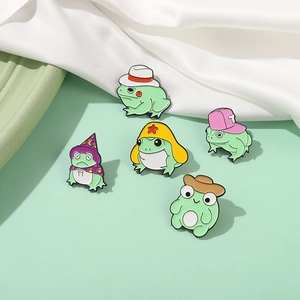Cute Cartoon Frog Enamel Brooch Creative Personalized Funny Animal Alloy Pin Badge For Clothing Decoration Women Kids Jewelry