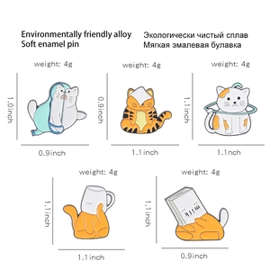 Lot de 5 broches chat en émail mignonnes en alliage écologique pour sacs à dos
