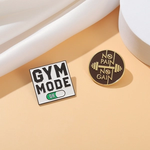 Fitness Gym Mode No Pain No Gain Enamel Brooch Pins For Clothing Backpacks Alloy Inspirational Sports Metal Badge Jewelry