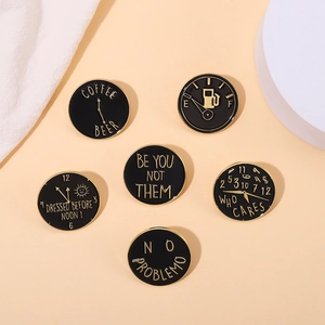 Creative Alloy Enamel Brooch Pin Who Cares No Problemo Clock Fuel Gauge Round Badge For Men Women Fashion Jewelry Gift