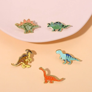 Mignon Ensemble de Pins en Émail de Dinosaure en Alliage Broche Animale T-Rex Stégosaure Tricératops Brachiosaure Parasaurolophus Badge Accessoires de Vêtement Cadeau