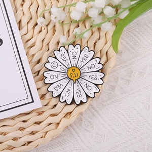 Creative Rotating Daisy Sunflower Enamel Brooch Yes No Decision Maker Food Wheel Alloy Metal Badge Pin Jewelry For Unisex