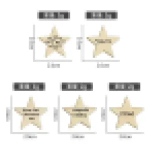 Detail of 60mm star-shaped wooden Halloween charms featuring various engraved festive texts