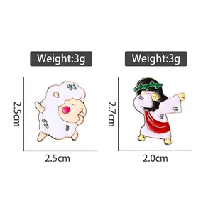 Süße Schaf- und Cartoon-Emaille-Broschen mit Produktabmessungen und Gewichtsangaben