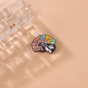 Artistic colorful brain enamel pin badge with anatomical structure for bags and clothing