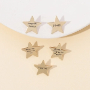 Golden star-shaped alloy pin badges with funny slogans for clothes and backpacks