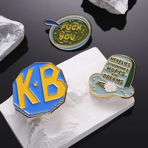 Funny Metal Enamel Pin Badge Set Tombstone Squidward Hopes And Dreams KB Letter Soup Bowl Lapel Pins For Backpack Clothing Hat Accessories