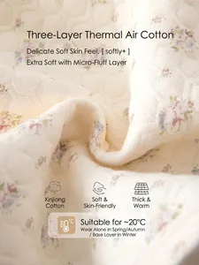 Three-layer thermal air cotton baby underwear set with delicate floral patterns