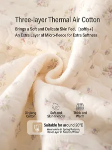 Barboteuse matelassée pour bébé en coton chaud avec motif floral et texture alvéolée
