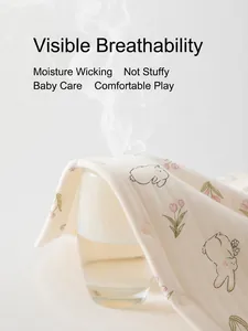 Breathable newborn quilted cotton romper with cute rabbit prints showing steam ventilation