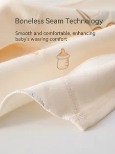 Newborn baby pure cotton wrap top with cream bottle print and seamless sewing detail
