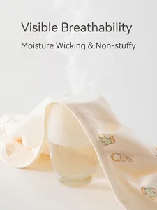Breathable cotton baby wrap top with cute bunny pattern showing steam ventilation effect