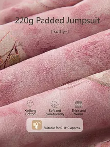 Pink floral quilted baby romper made of 220g Xinjiang cotton for 0-10 degrees winter