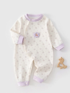Barboteuse Bébé Nouveau-né 100% Coton Manches Longues Imprimé Floral sans Os Combinaison une Pièce Pyjama Printemps Automne