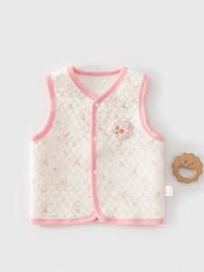 Infant Quilted Warm Vest Cotton Floral Print Sleeveless Jacket For Newborn Baby Boys Girls Autumn Winter Outwear Clothing