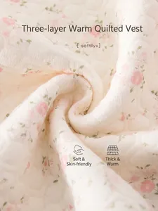 Quilted floral baby vest made of thick cotton for warmth in autumn and winter seasons