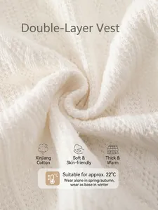 Gilet bébé en coton du Xinjiang blanc avec tricot double épaisseur pour le printemps