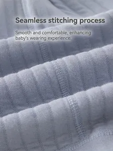 Blue cotton ribbed baby pants with seamless stitching for extra comfort and softness