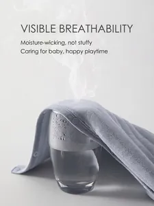 Breathable cotton high waist baby trousers in light blue with snap button closure