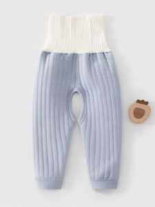 Pantalons Bébé Taille Haute Protection Ventre Coton Côtelé Rembourré Entrejambe Ouvert Leggings Chauds Automne Hiver