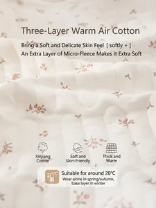 Barboteuse matelassée pour bébé avec motif floral et tissu thermique à trois couches