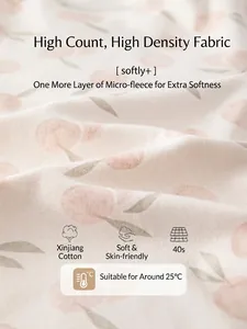 Cotton long sleeve baby sleeping bag with pink cherry print and soft brushed texture