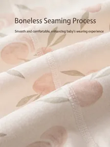 Baby cotton sleepwear with peach print featuring smooth seamless bone-free sewing design
