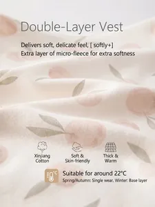 Gilet bébé double épaisseur en coton avec motif pêche, coton doux pour printemps/automne