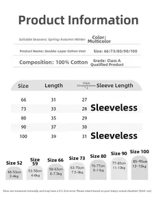 Guide des tailles détaillé pour gilet bébé 100% coton avec conseils de mensurations