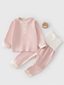 Baby Modal Cotton Clothing Set Long Sleeve Top High Waist Belly Protection Pants Infant Sleepwear Home Wear Unisex Pajamas